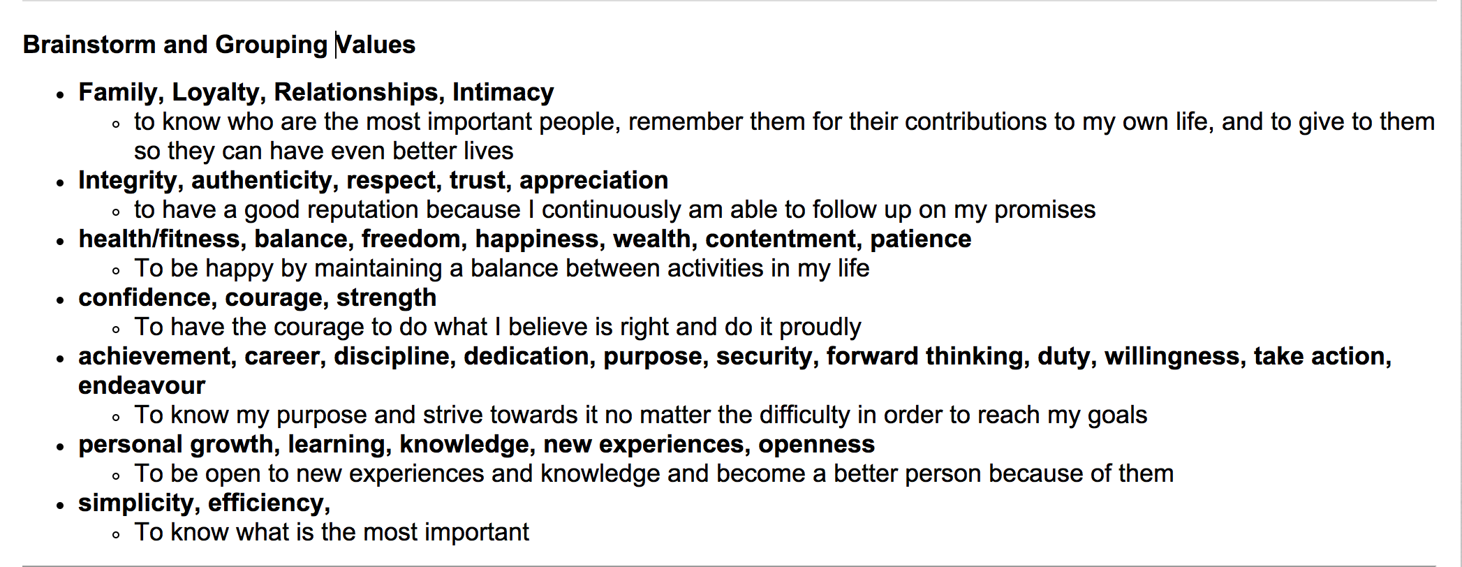 what are core values meaning